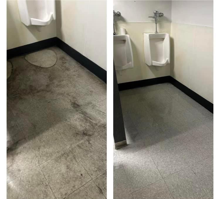 Before and After: Men's Room Floor Cleaning